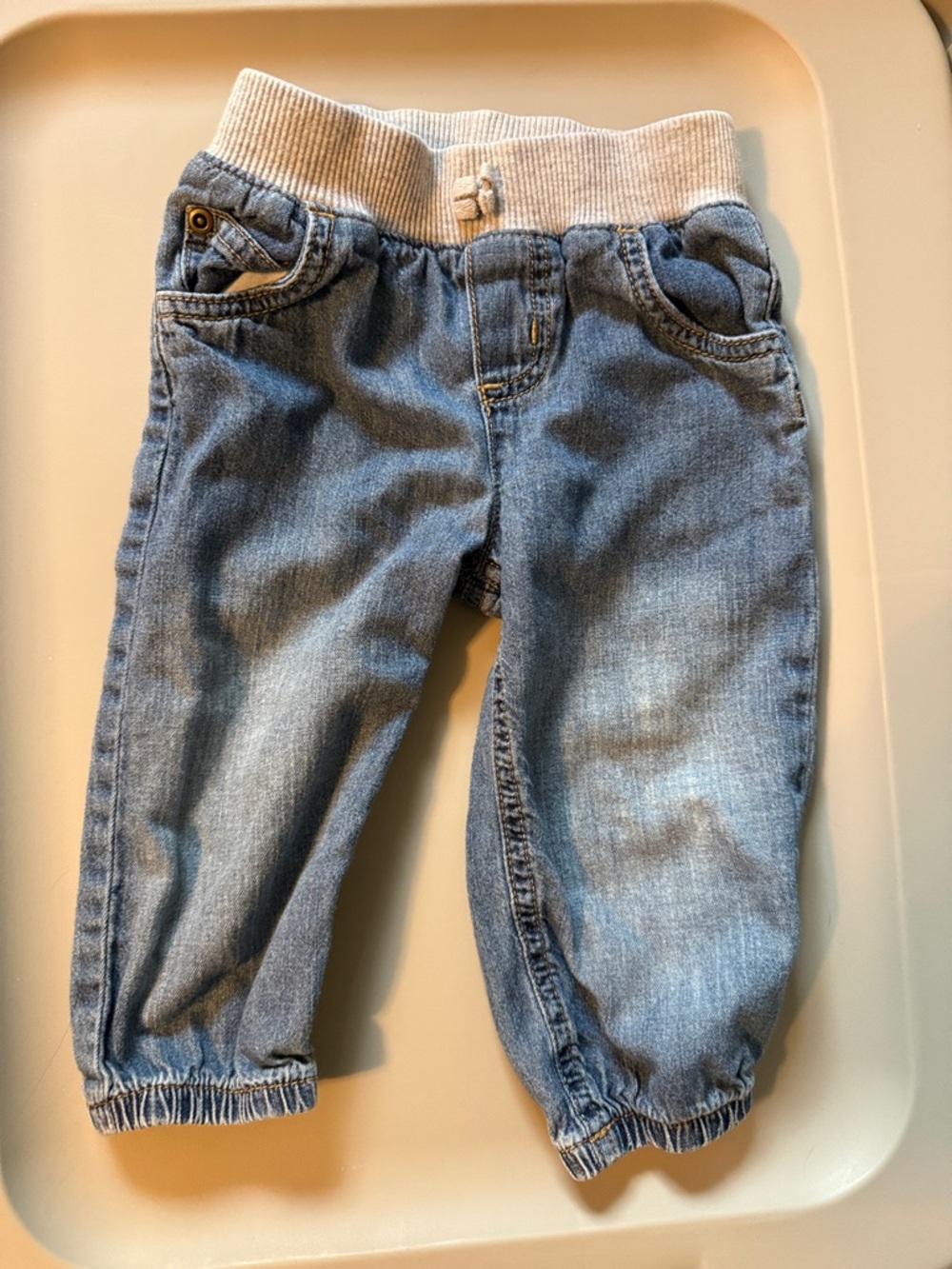 Carter's Light Blue Denim Jogger Pants with Ribbed Waistband